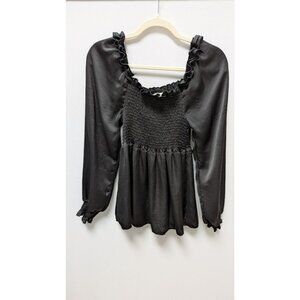 CLARISBELLE Black Off-The-Shoulder Ruched Blouse